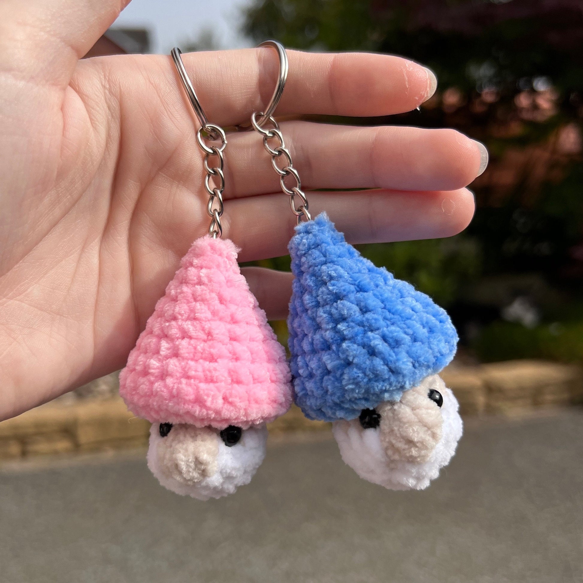 Crochet Gnome-pop Key Ring | Cute mini crochet gnome | Anxiety / stress Plushie | Mini gnome | Crochet fidget popper | Crochet plush