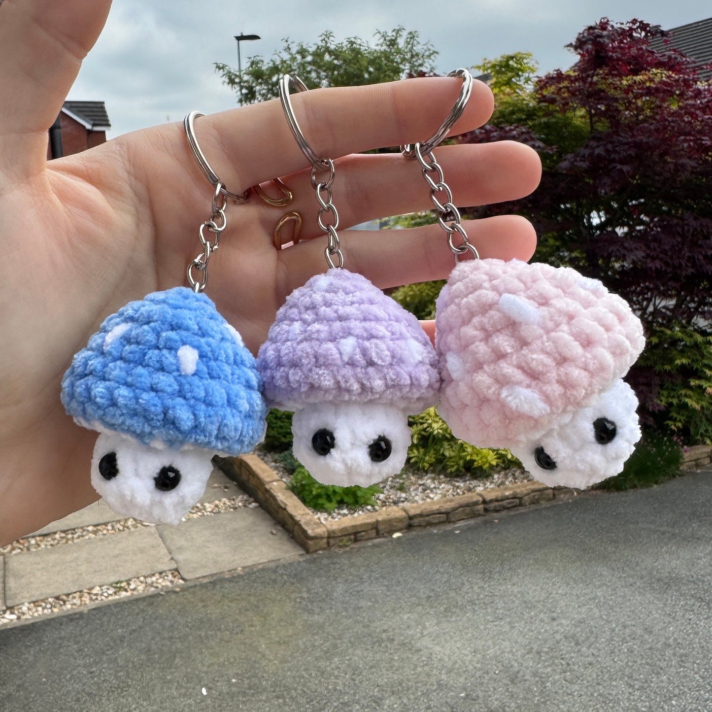 Crochet Mushi-pop Key Ring | Cute Mushroom | Anxiety / Stress Plushie | Mini Mushroom | Crochet Fidget Popper | Crochet Plush | Handmade